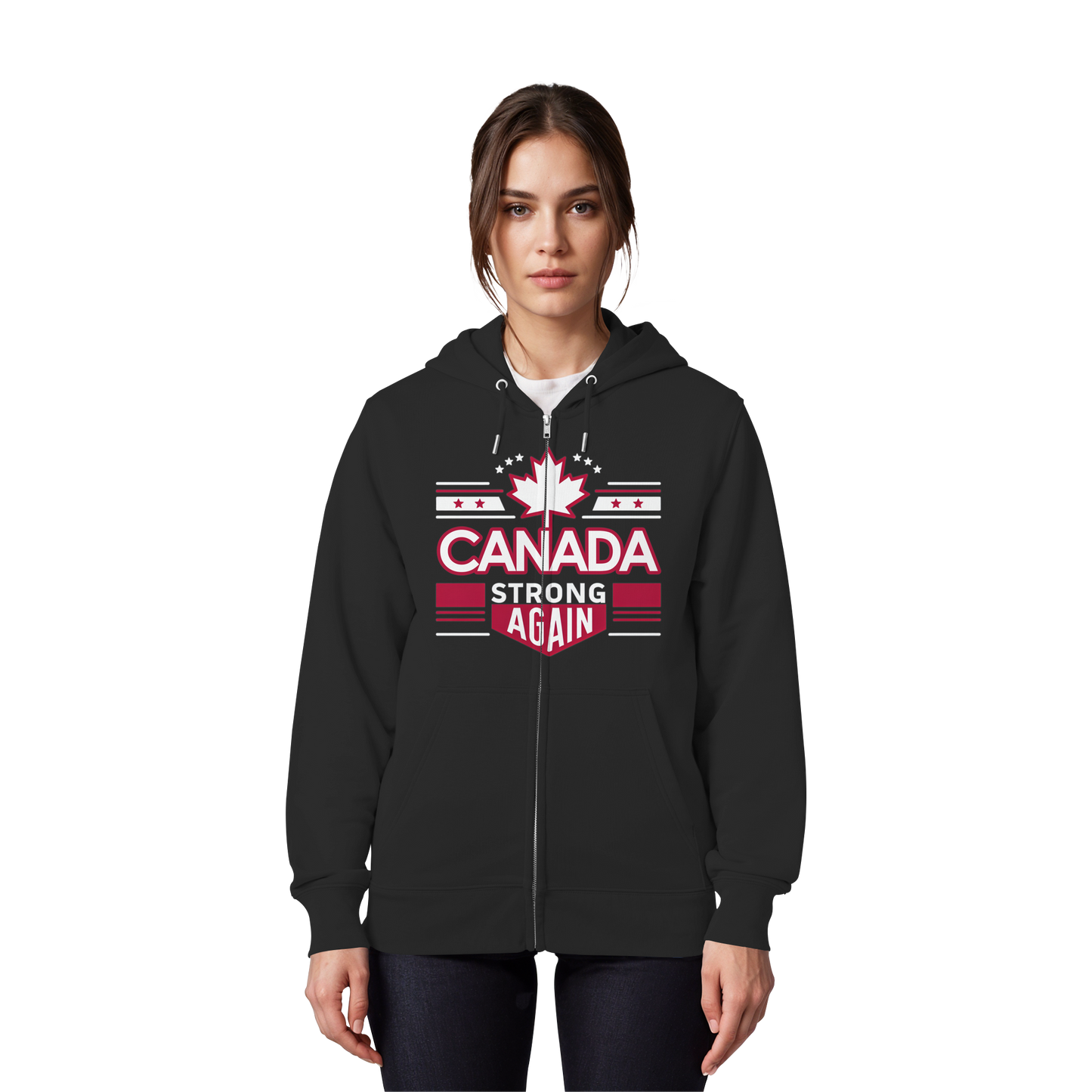“Canada Strong Again” Unisex Zip Hoodie – Wear Your Pride, Bold and Patriotic!