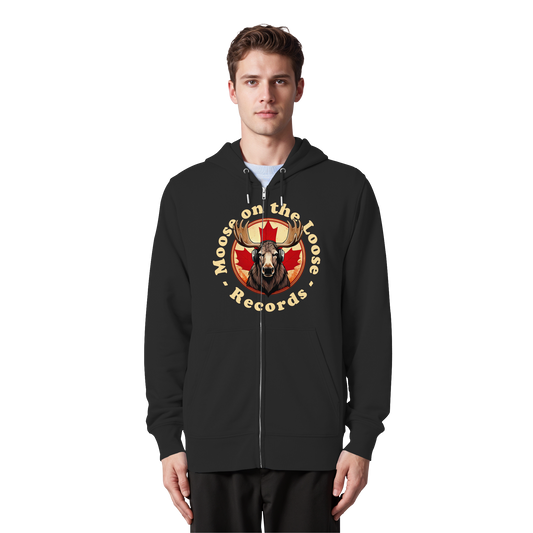 "Moose on the Loose Records" Unisex Zip Hoodie - Cozy and Stylish for Music Lovers