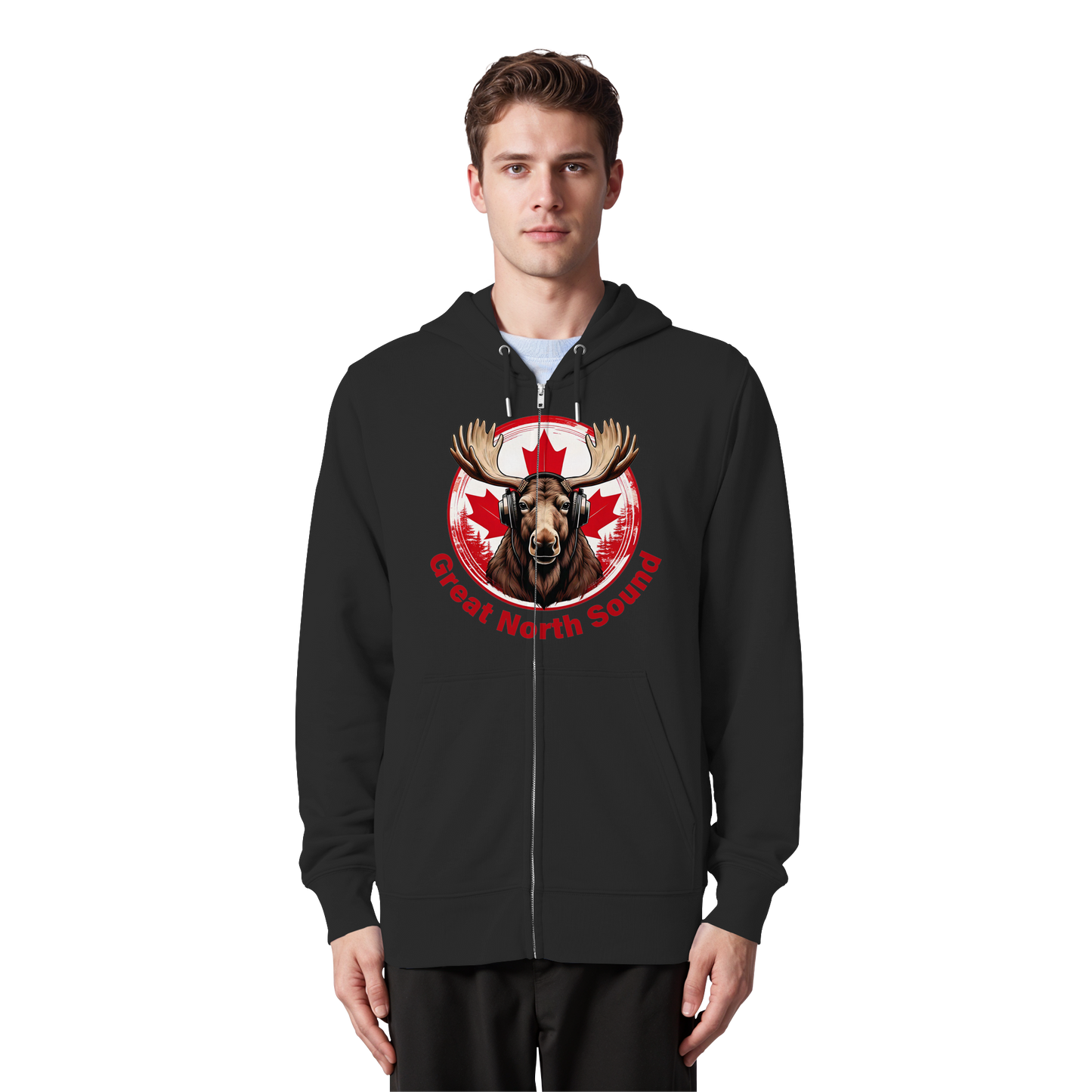 "Great North Sound" Moose and Music Unisex Zip Hoodie