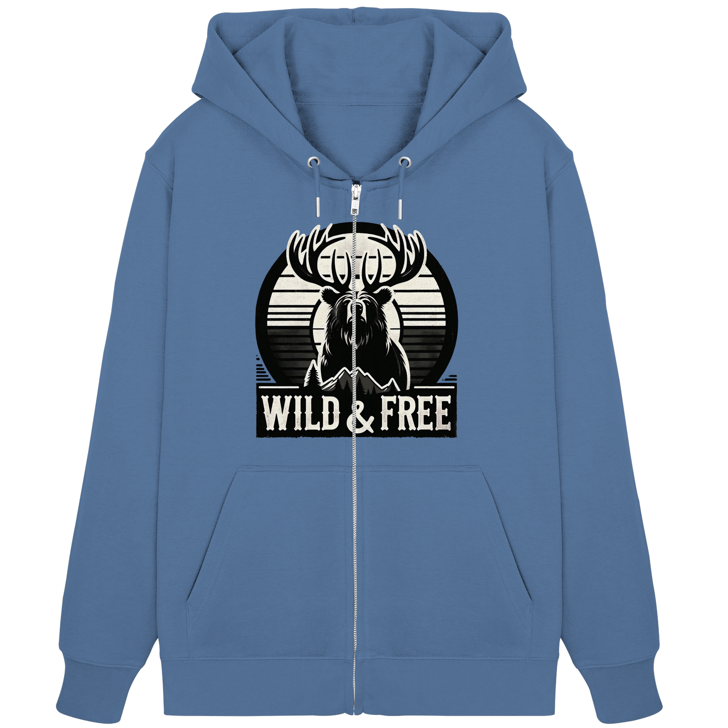“Wild & Free” Unisex Zip Hoodie – Casual Style for Outdoors and Everyday Wear