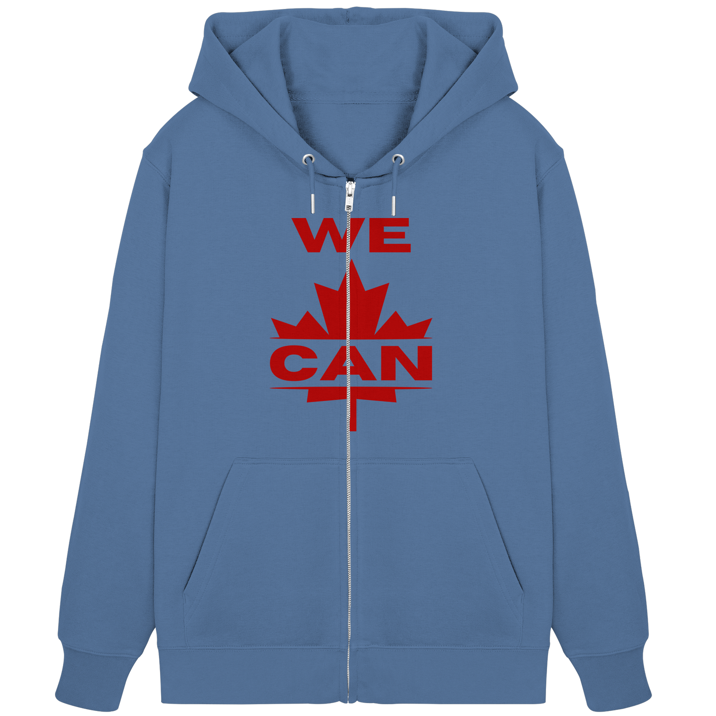 “WE CAN” with Maple Leaf Unisex Zip Hoodie – Motivational Hoodie for Everyday Comfort, Canada Pride