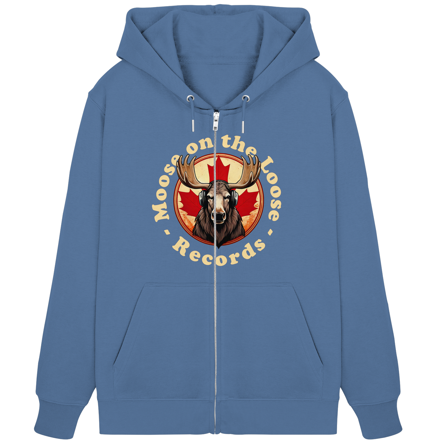 "Moose on the Loose Records" Unisex Zip Hoodie - Cozy and Stylish for Music Lovers