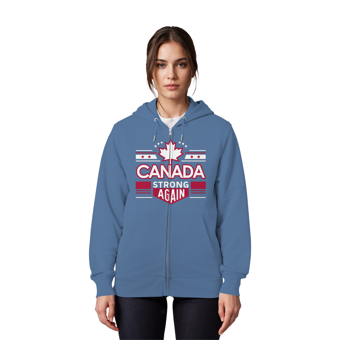 “Canada Strong Again” Unisex Zip Hoodie – Wear Your Pride, Bold and Patriotic!
