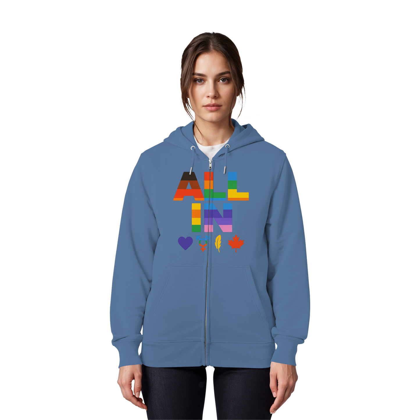 ALL IN Heart. Voice. Pride. - Soft Zip Hoodie for Cool Days