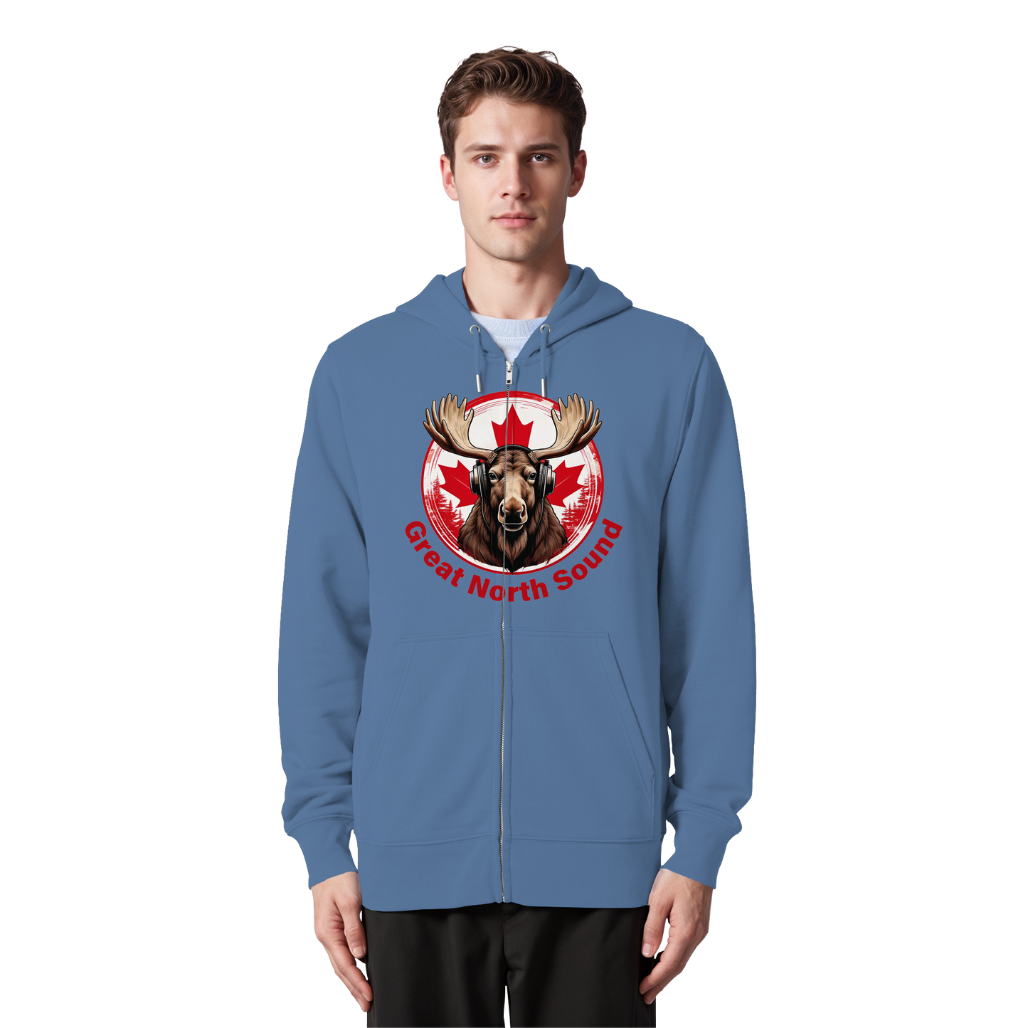 "Great North Sound" Moose and Music Unisex Zip Hoodie