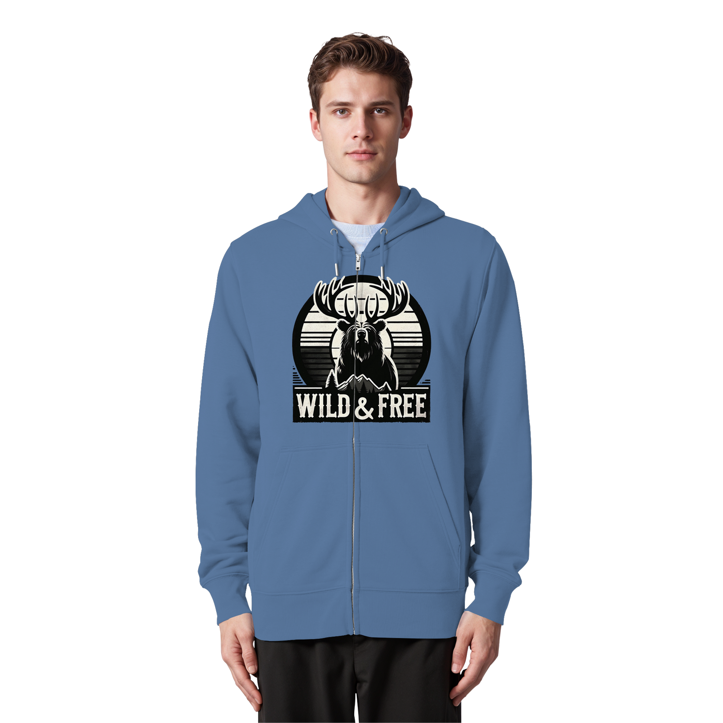 “Wild & Free” Unisex Zip Hoodie – Casual Style for Outdoors and Everyday Wear
