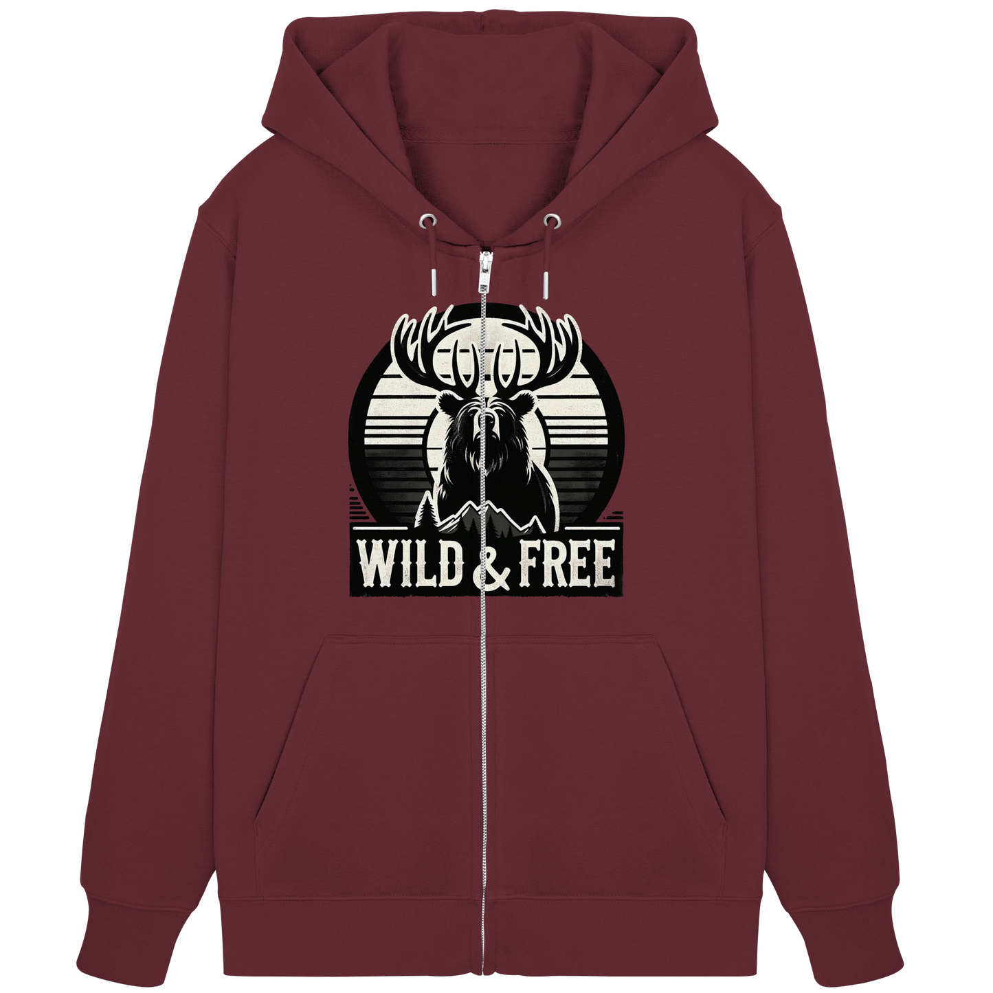 “Wild & Free” Unisex Zip Hoodie – Casual Style for Outdoors and Everyday Wear