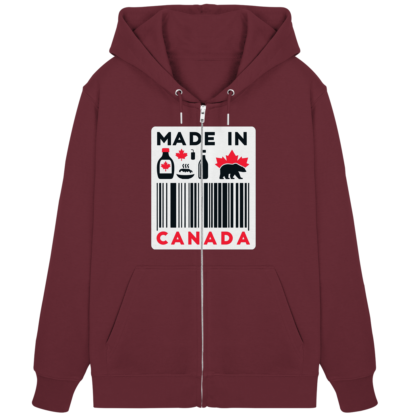 “Made in Canada” Unisex Zip Hoodie – Minimalist, Playful, and Proud