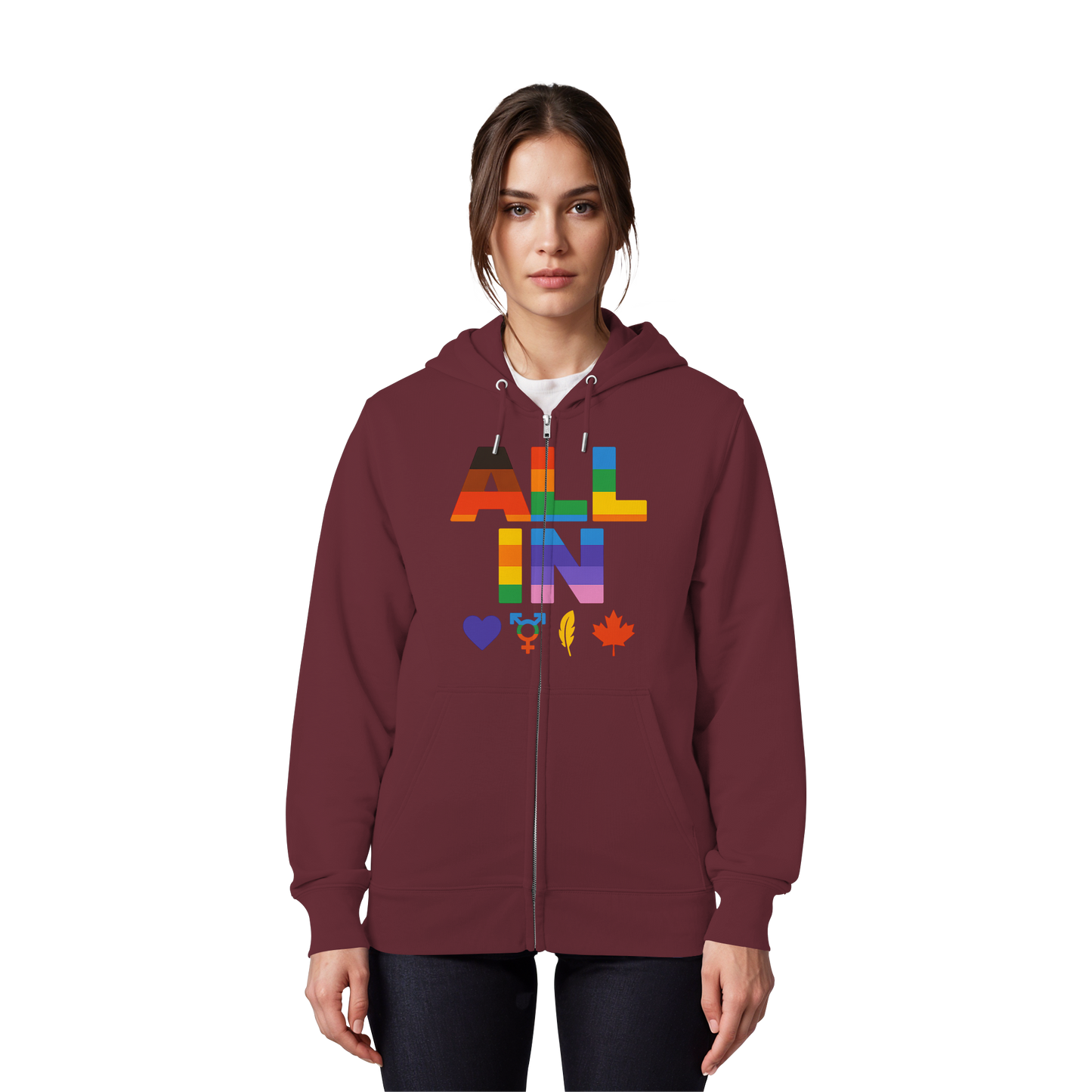 ALL IN Heart. Voice. Pride. - Soft Zip Hoodie for Cool Days