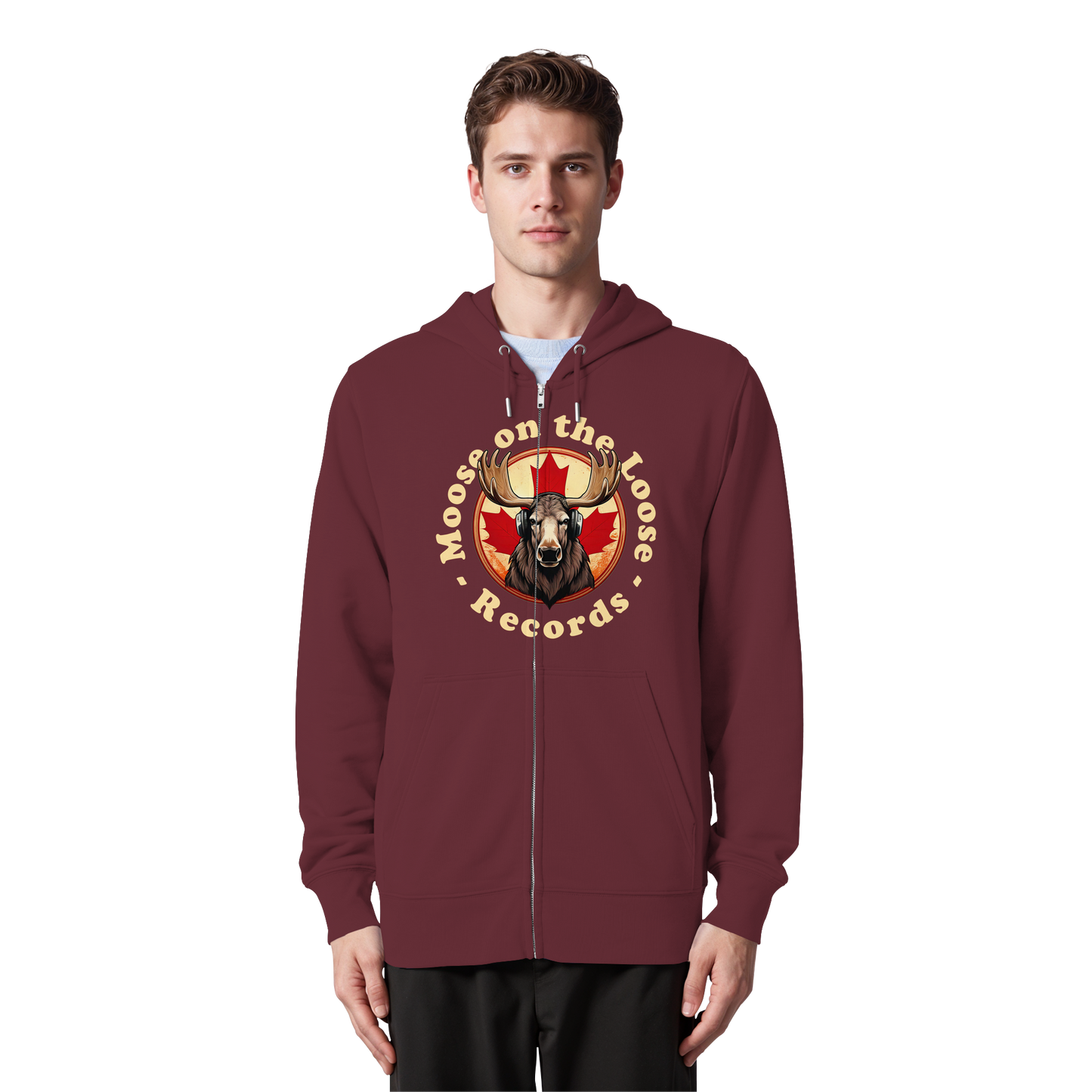 "Moose on the Loose Records" Unisex Zip Hoodie - Cozy and Stylish for Music Lovers