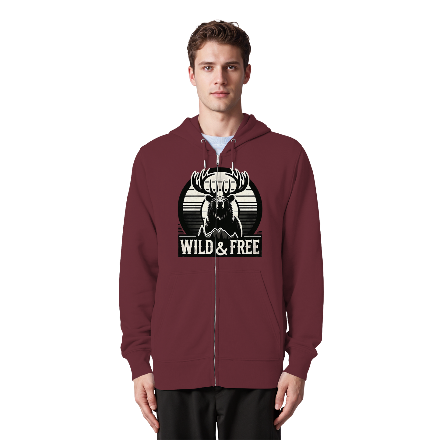 “Wild & Free” Unisex Zip Hoodie – Casual Style for Outdoors and Everyday Wear