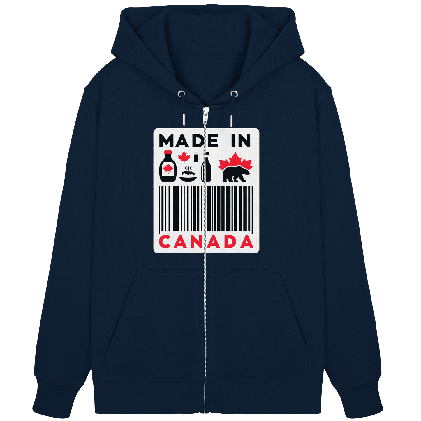 “Made in Canada” Unisex Zip Hoodie – Minimalist, Playful, and Proud