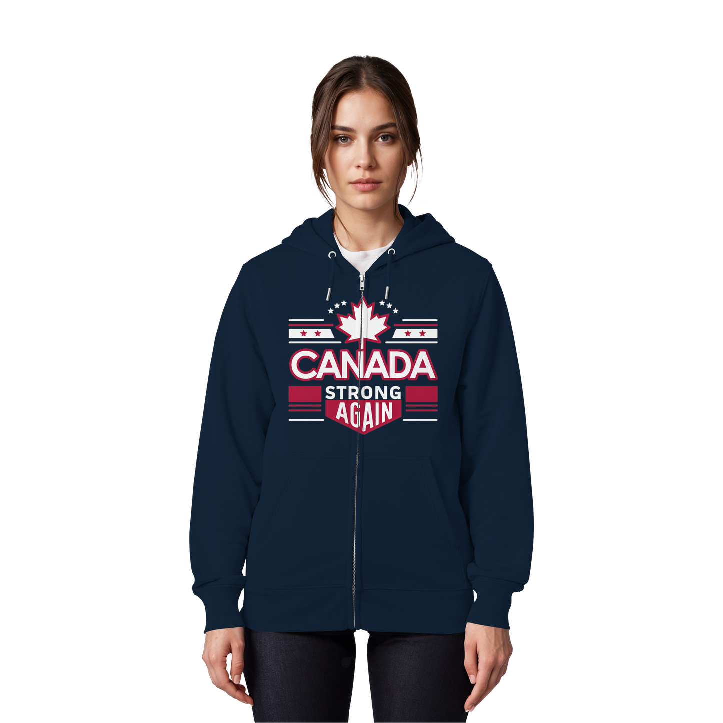 “Canada Strong Again” Unisex Zip Hoodie – Wear Your Pride, Bold and Patriotic!