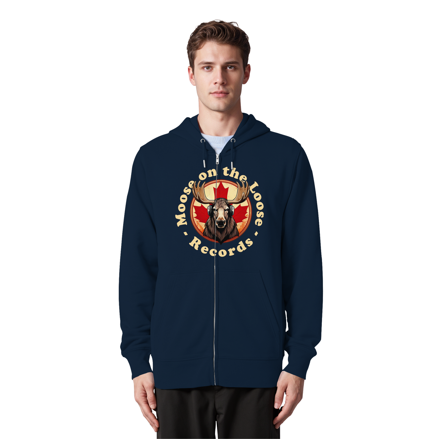"Moose on the Loose Records" Unisex Zip Hoodie - Cozy and Stylish for Music Lovers