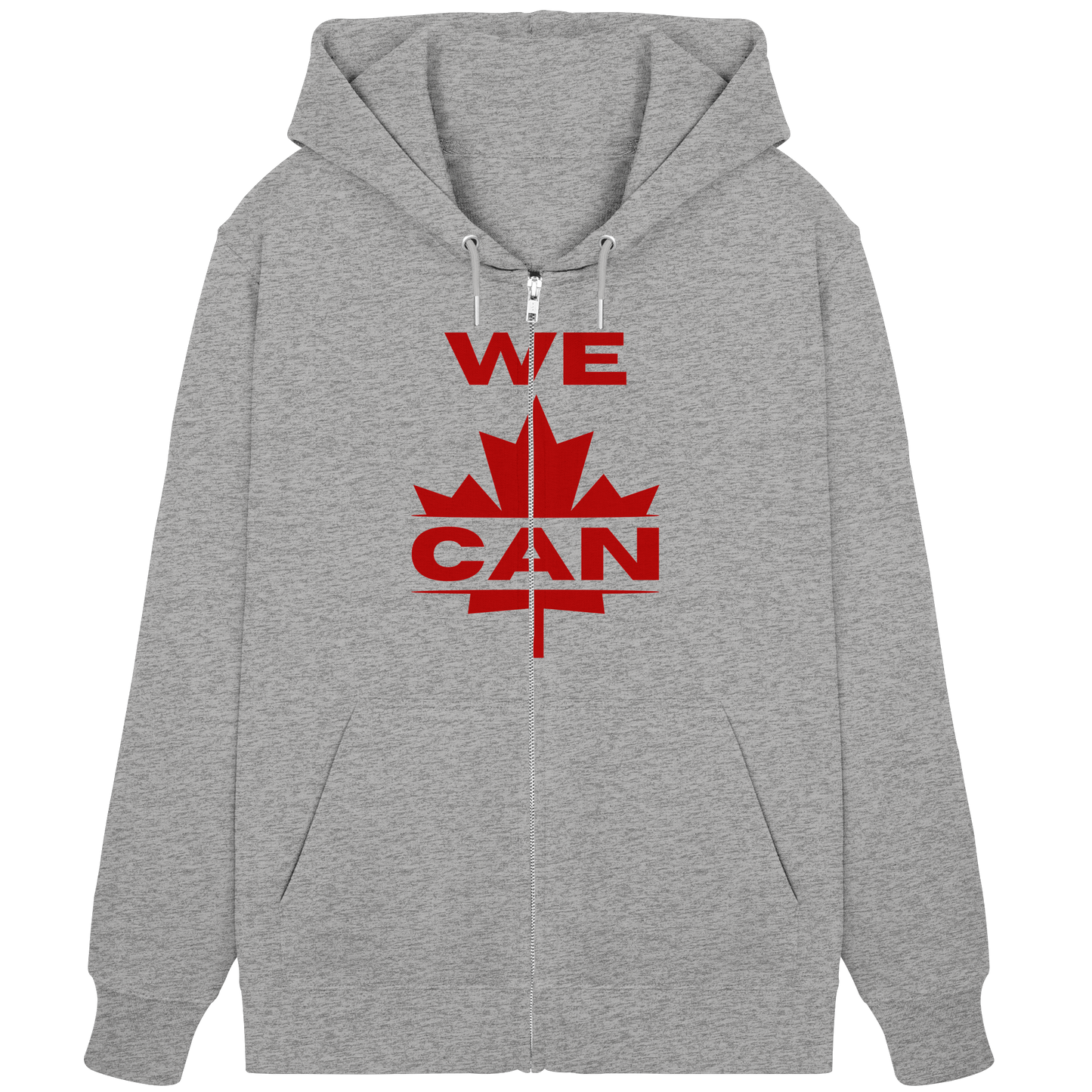 “WE CAN” with Maple Leaf Unisex Zip Hoodie – Motivational Hoodie for Everyday Comfort, Canada Pride