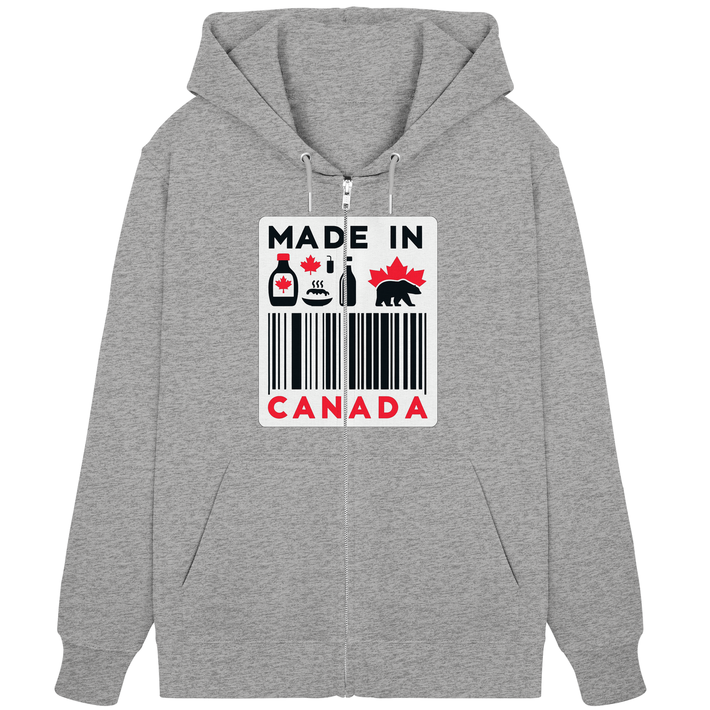“Made in Canada” Unisex Zip Hoodie – Minimalist, Playful, and Proud
