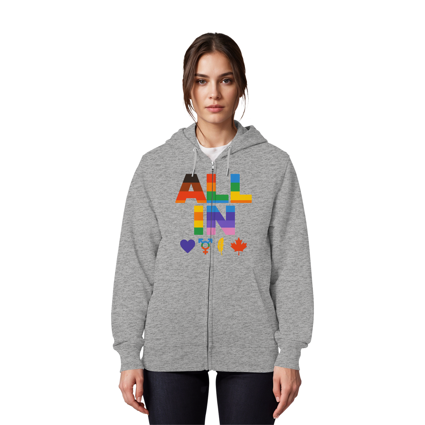 ALL IN Heart. Voice. Pride. - Soft Zip Hoodie for Cool Days