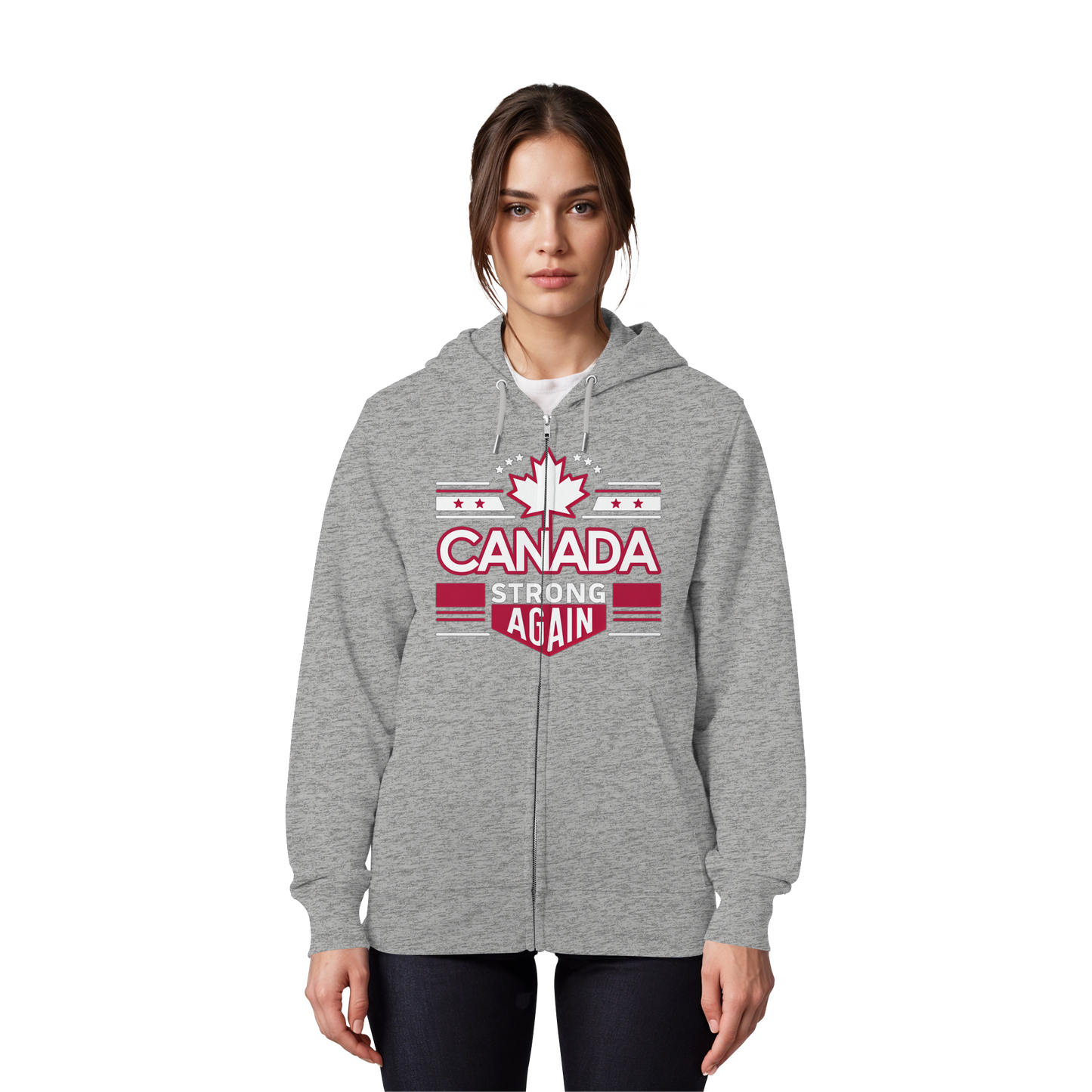 “Canada Strong Again” Unisex Zip Hoodie – Wear Your Pride, Bold and Patriotic!