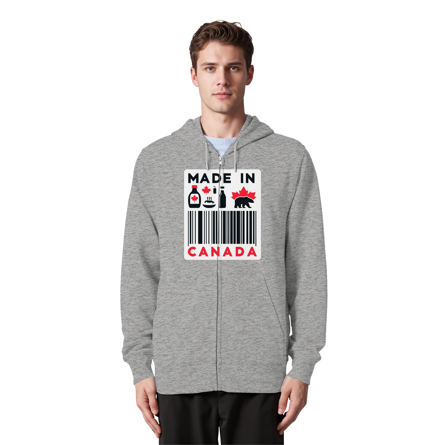 “Made in Canada” Unisex Zip Hoodie – Minimalist, Playful, and Proud