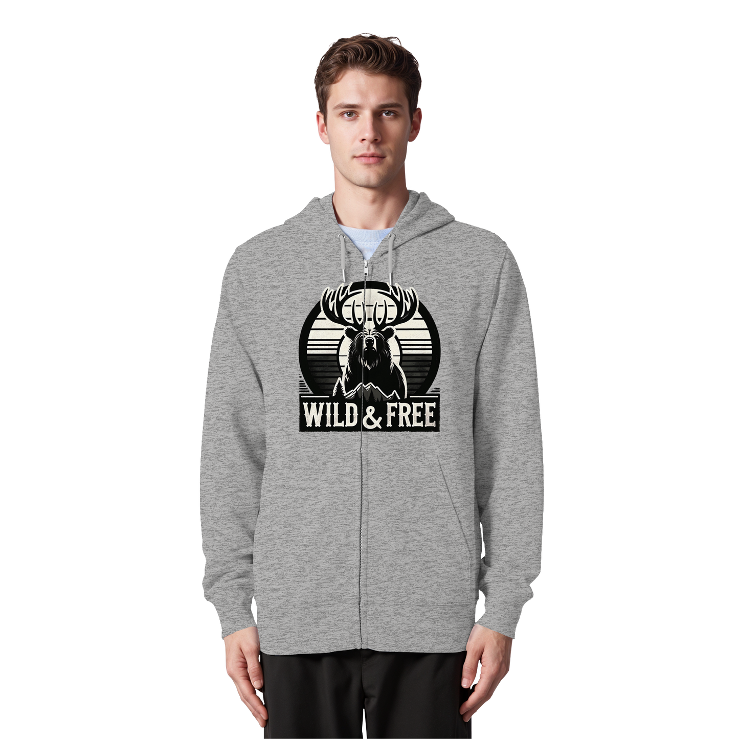 “Wild & Free” Unisex Zip Hoodie – Casual Style for Outdoors and Everyday Wear