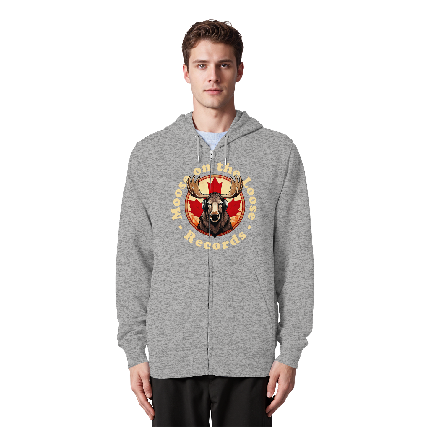 "Moose on the Loose Records" Unisex Zip Hoodie - Cozy and Stylish for Music Lovers