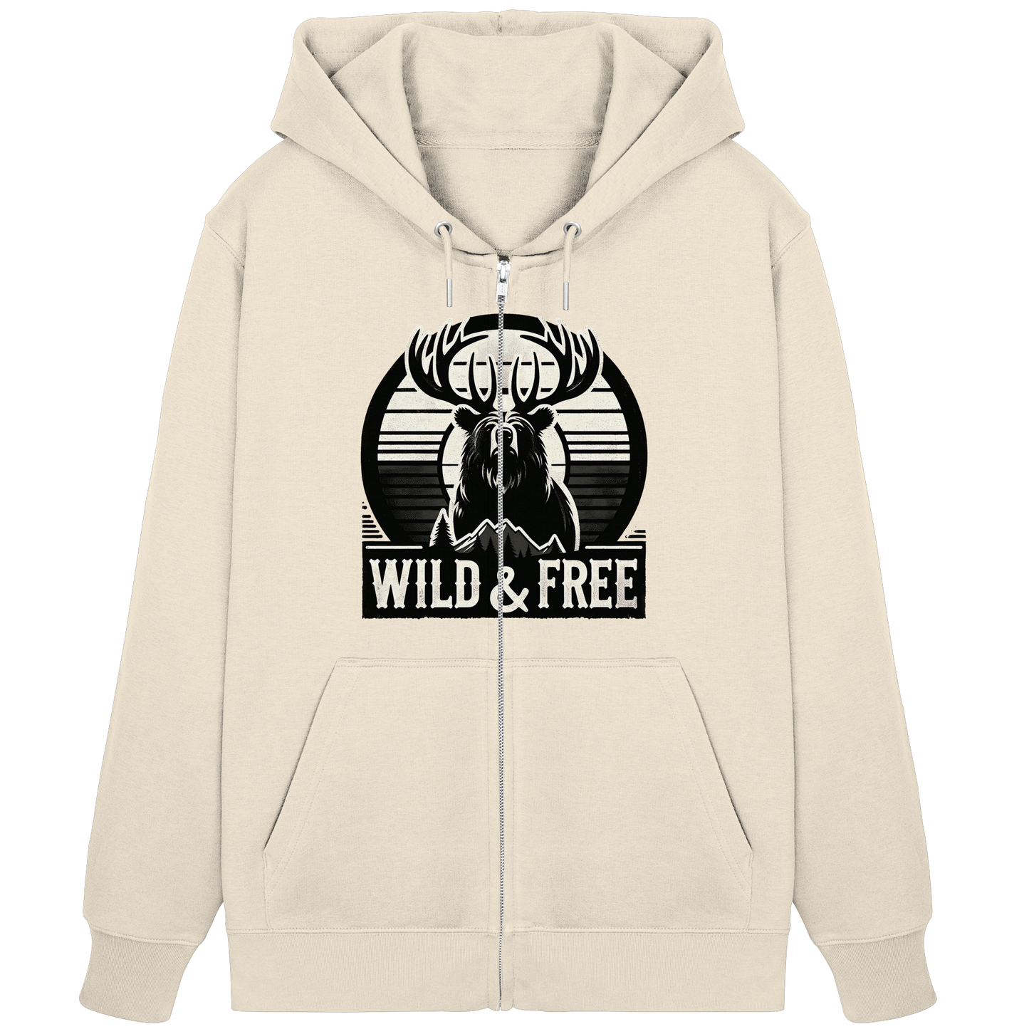 “Wild & Free” Unisex Zip Hoodie – Casual Style for Outdoors and Everyday Wear