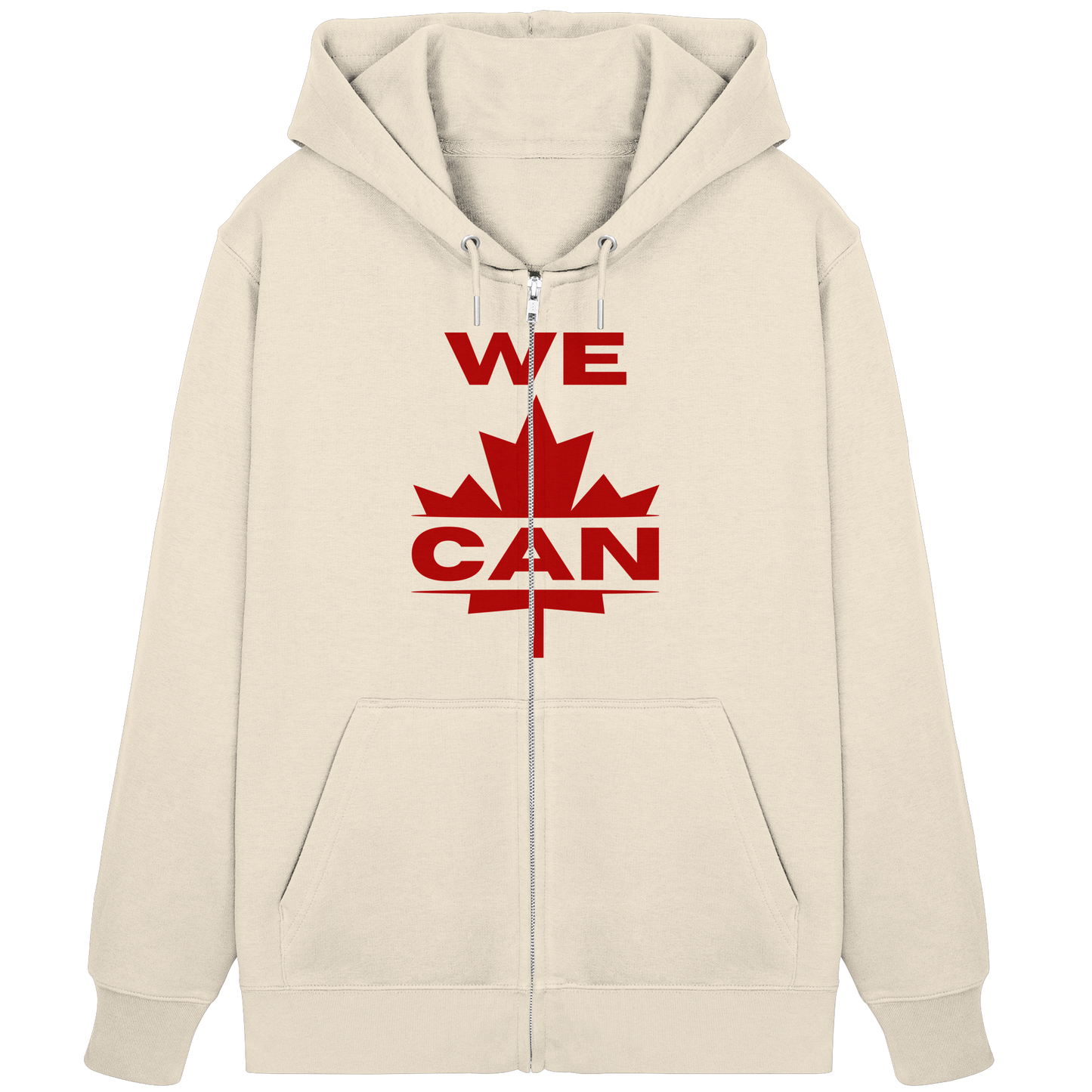 “WE CAN” with Maple Leaf Unisex Zip Hoodie – Motivational Hoodie for Everyday Comfort, Canada Pride