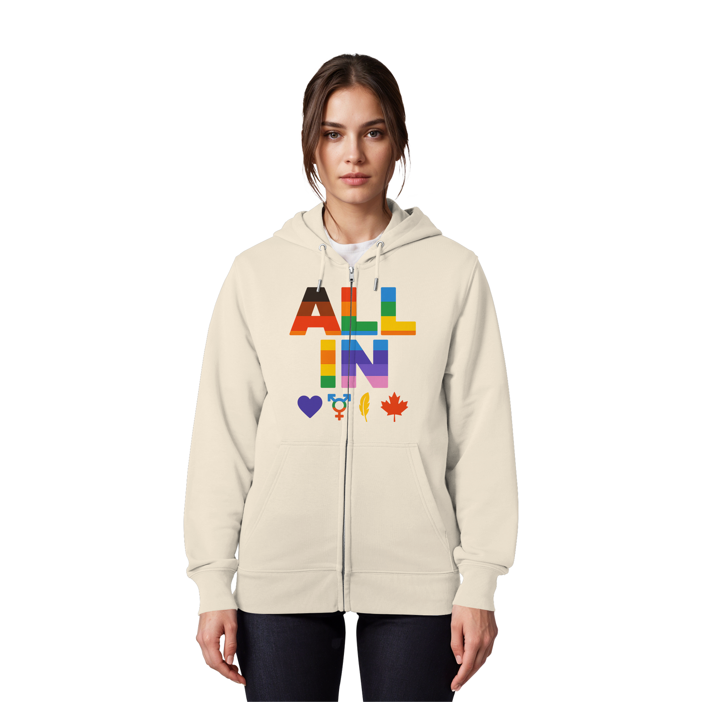 ALL IN Heart. Voice. Pride. - Soft Zip Hoodie for Cool Days
