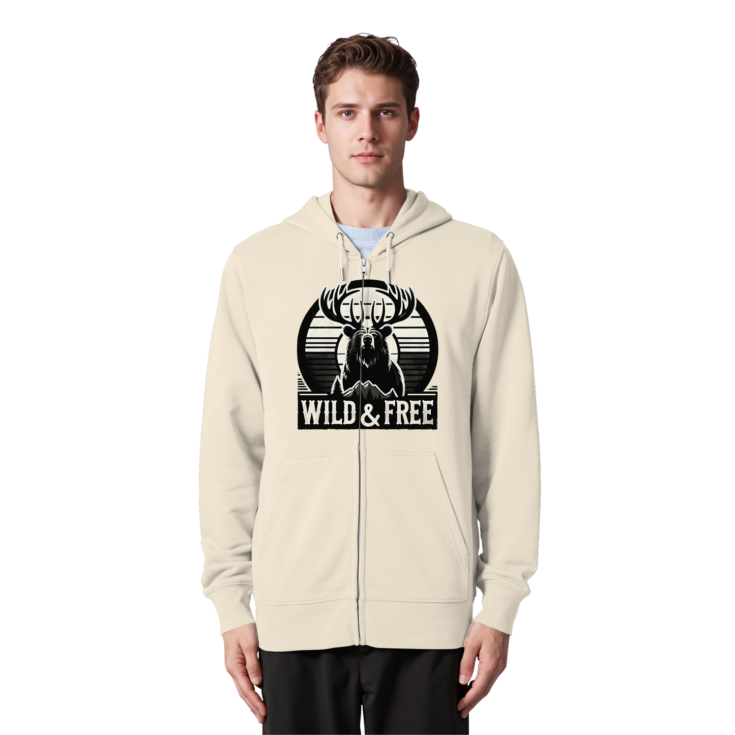 “Wild & Free” Unisex Zip Hoodie – Casual Style for Outdoors and Everyday Wear