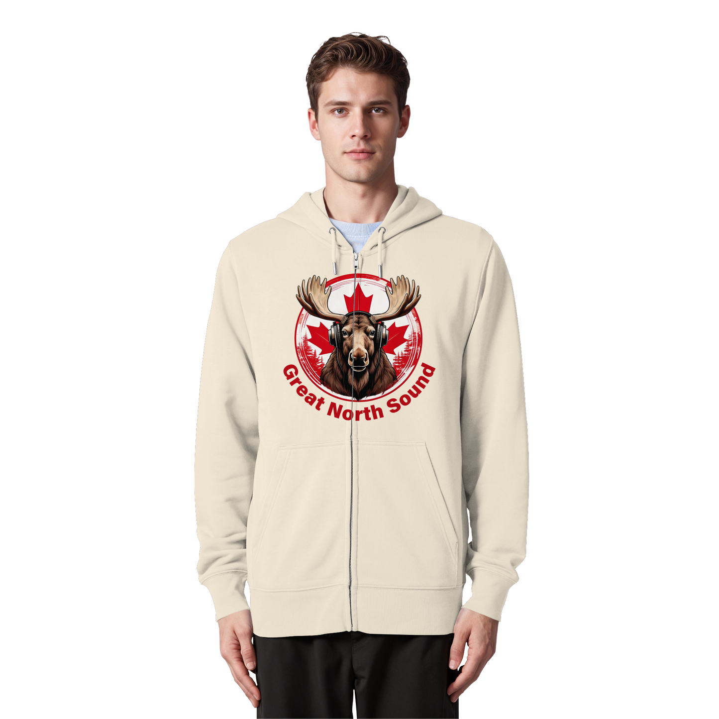 "Great North Sound" Moose and Music Unisex Zip Hoodie