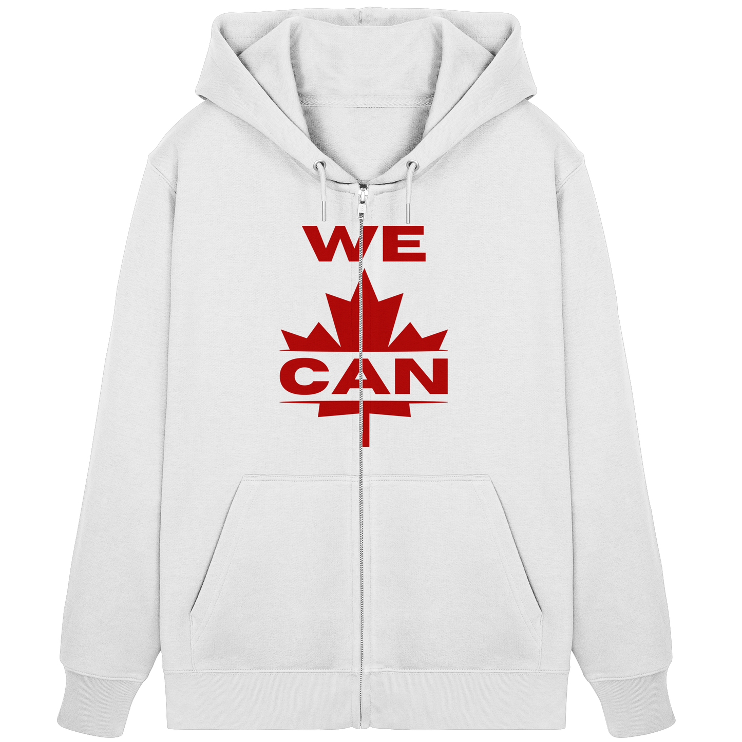 “WE CAN” with Maple Leaf Unisex Zip Hoodie – Motivational Hoodie for Everyday Comfort, Canada Pride