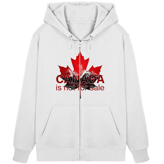 Zip Hoodie “Canada is Not for Sale” – Red Maple Leaf and Mountains, Cozy and Stylish Sweatshirt for Proud Canadians