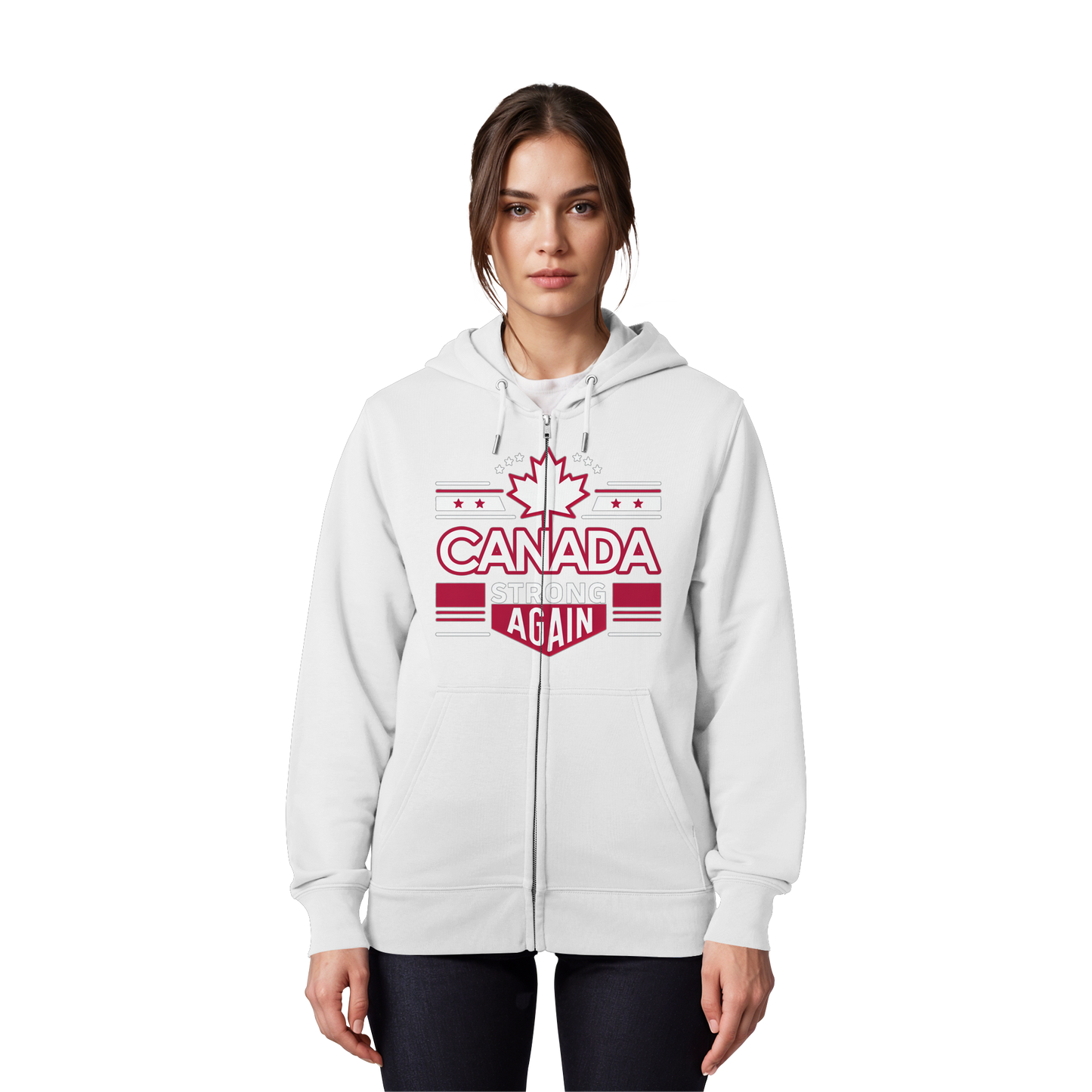 “Canada Strong Again” Unisex Zip Hoodie – Wear Your Pride, Bold and Patriotic!