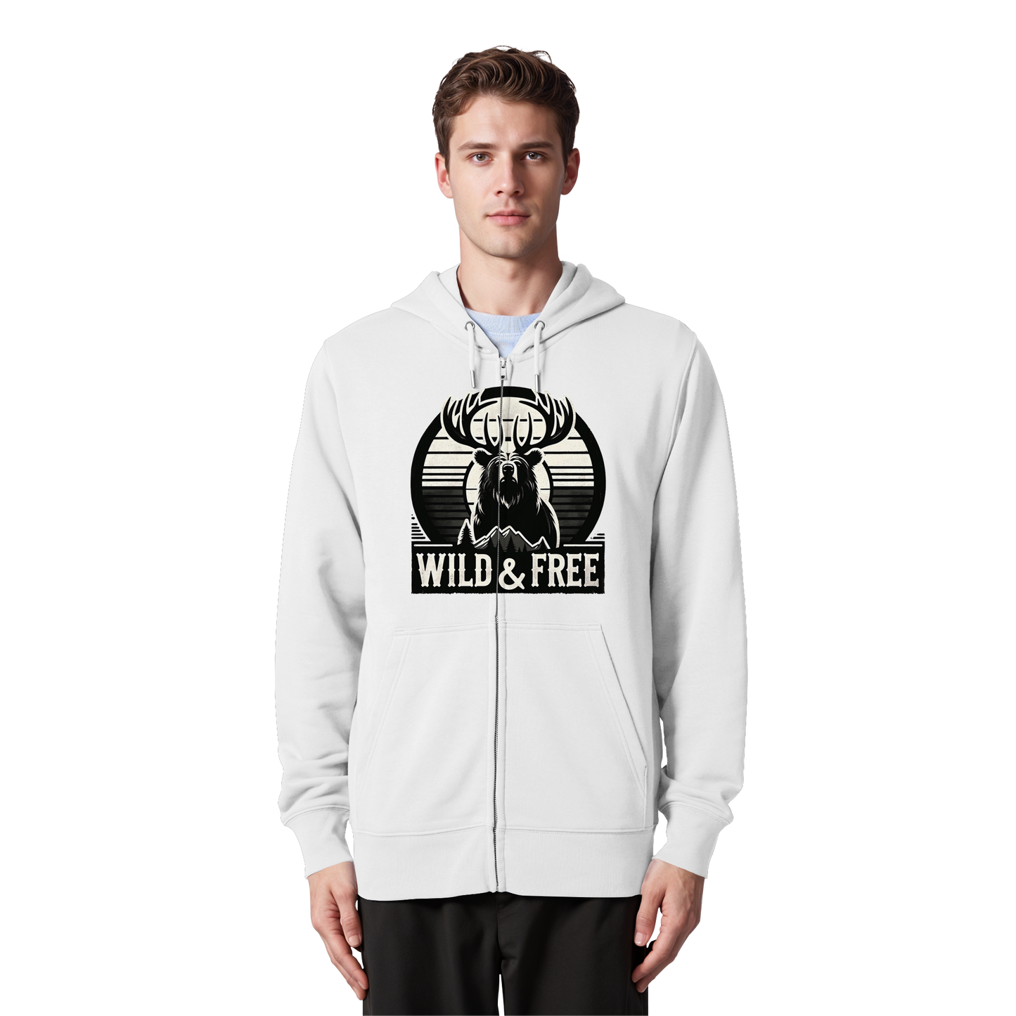 “Wild & Free” Unisex Zip Hoodie – Casual Style for Outdoors and Everyday Wear