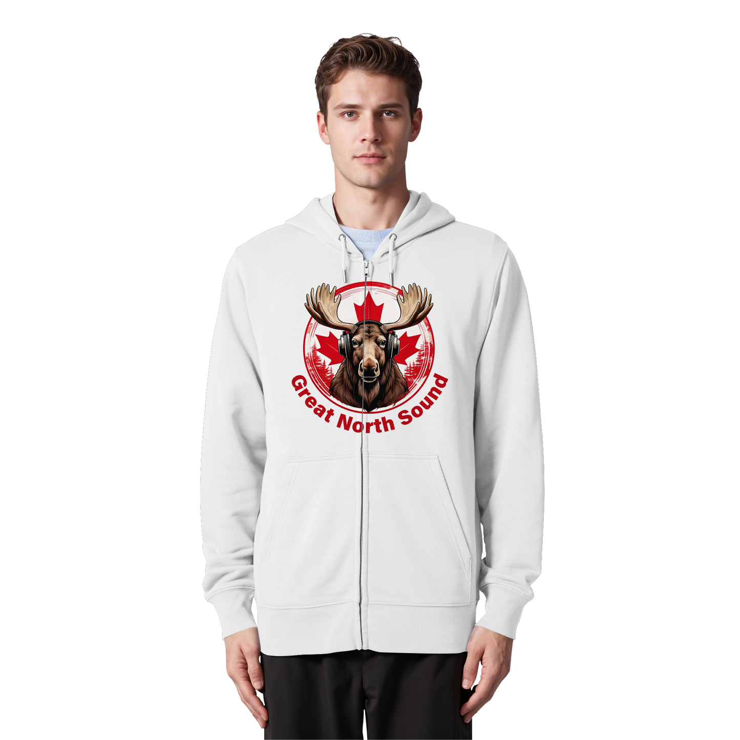 "Great North Sound" Moose and Music Unisex Zip Hoodie