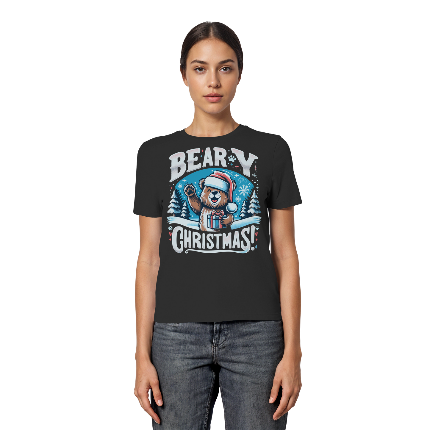 Beary Christmas Women’s Tee | Cute Holiday Bear Shirt | Premium Fitted Top –Funny Winter Gift