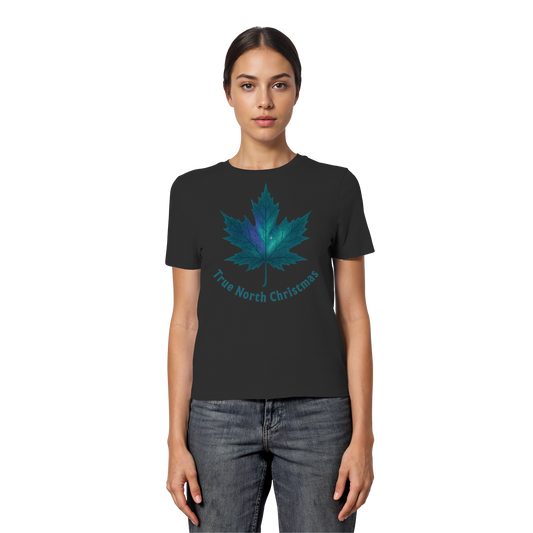 True North Christmas Women’s Tee | Maple Leaf Holiday Shirt | Premium Cotton Top