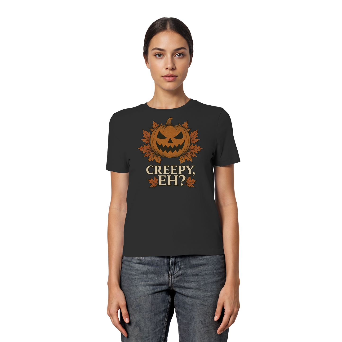 Creepy, Eh? – Spooky & Cute Halloween Tee for Women