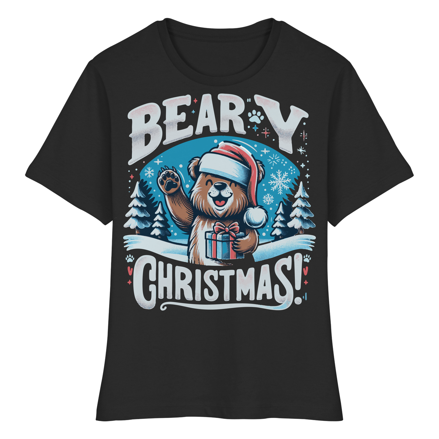 Beary Christmas Women’s Tee | Cute Holiday Bear Shirt | Premium Fitted Top –Funny Winter Gift