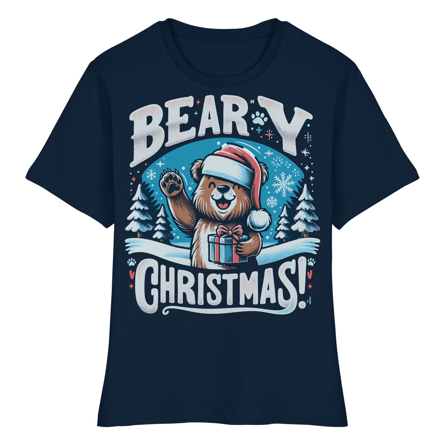 Beary Christmas Women’s Tee | Cute Holiday Bear Shirt | Premium Fitted Top –Funny Winter Gift
