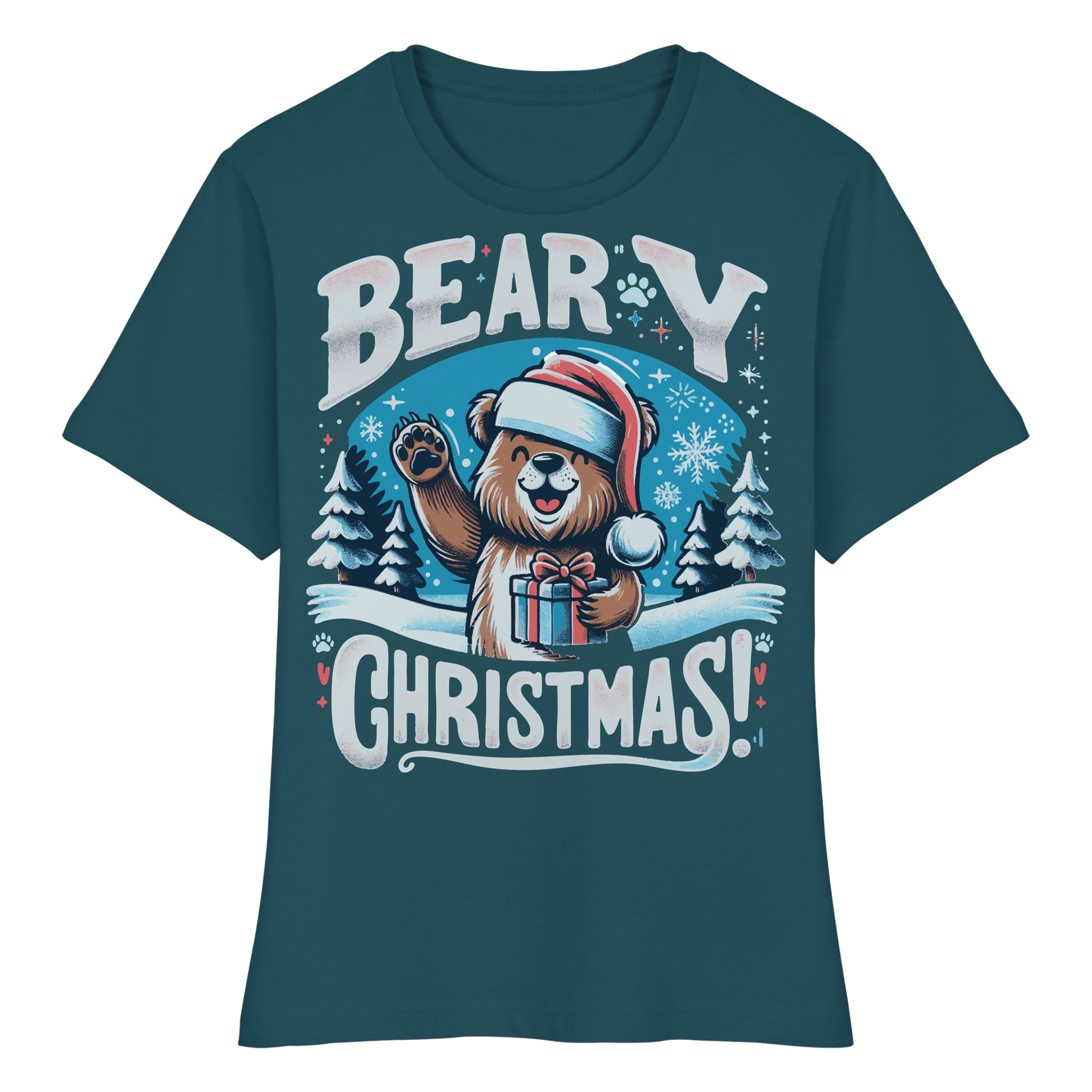 Beary Christmas Women’s Tee | Cute Holiday Bear Shirt | Premium Fitted Top –Funny Winter Gift