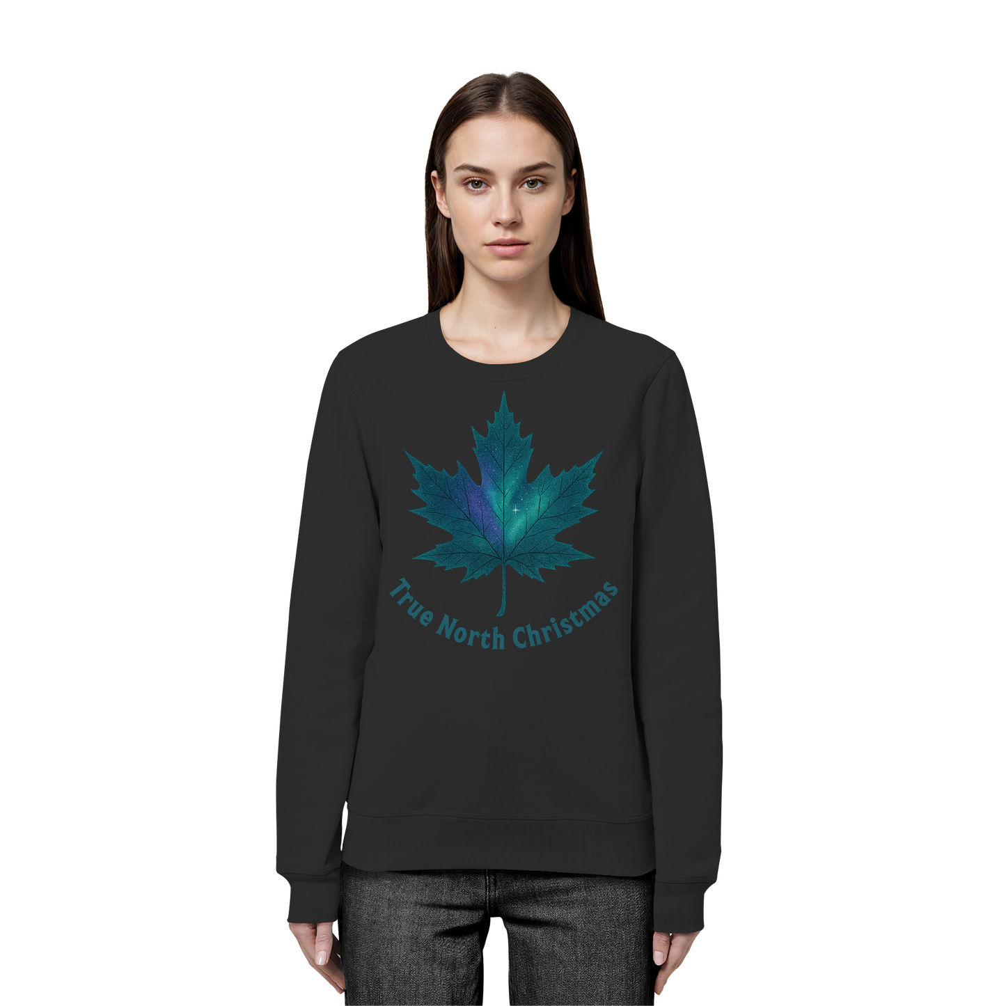 True North Christmas Sweatshirt | Maple Leaf Holiday Crewneck | Premium Fleece