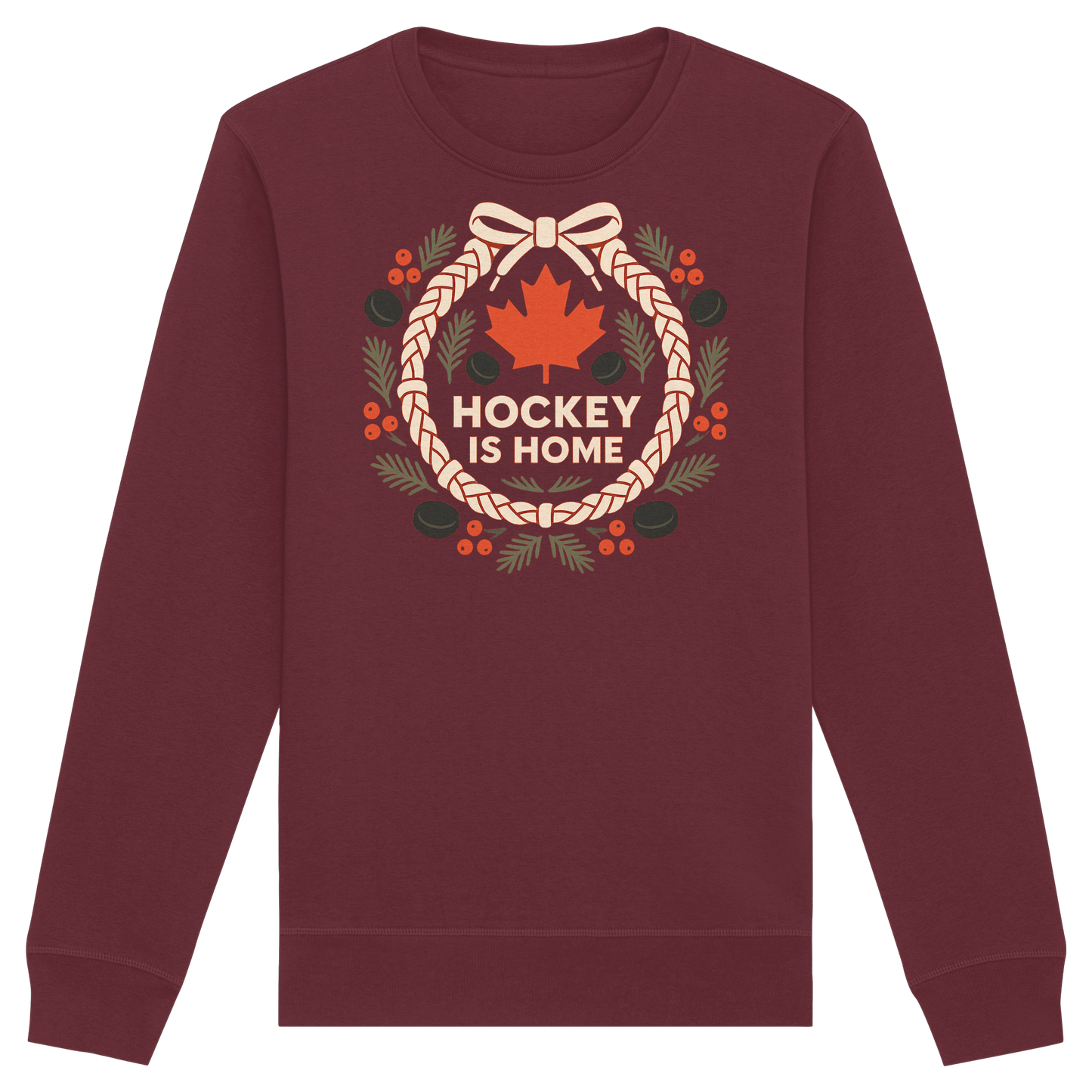 Hockey Lace Wreath Sweatshirt | Hockey Christmas Crewneck | Premium Fleece Sweatshirt