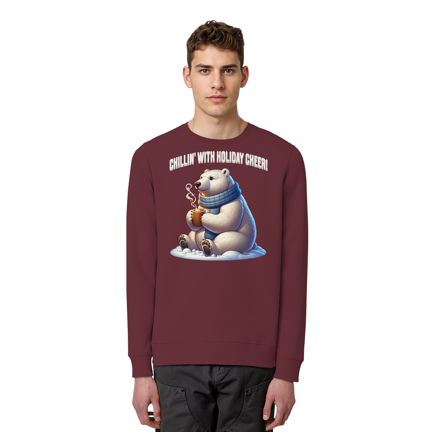 Chillin’ With Holiday Cheer Sweatshirt | Cozy Polar Bear Crewneck | Holiday Fleece