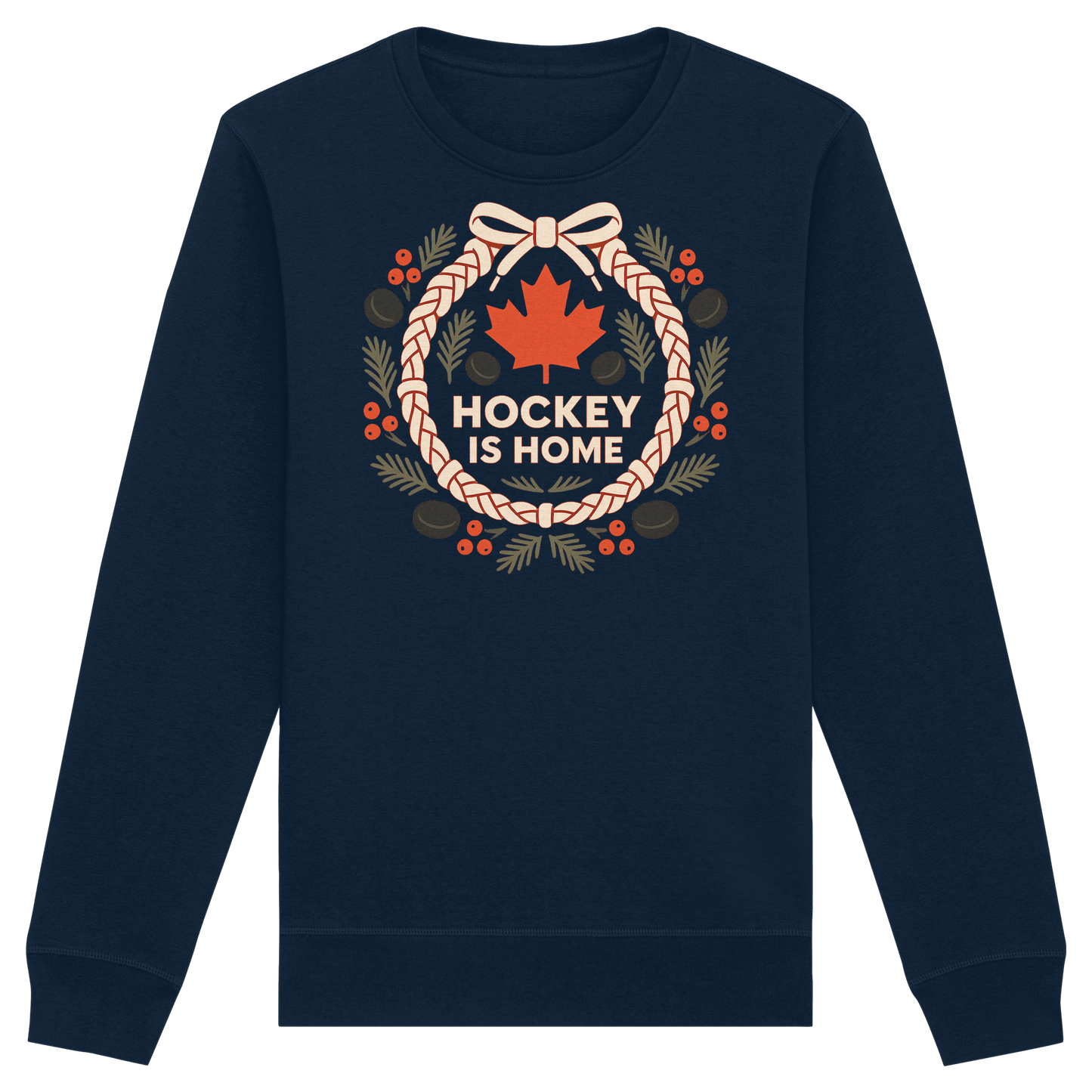 Hockey Lace Wreath Sweatshirt | Hockey Christmas Crewneck | Premium Fleece Sweatshirt