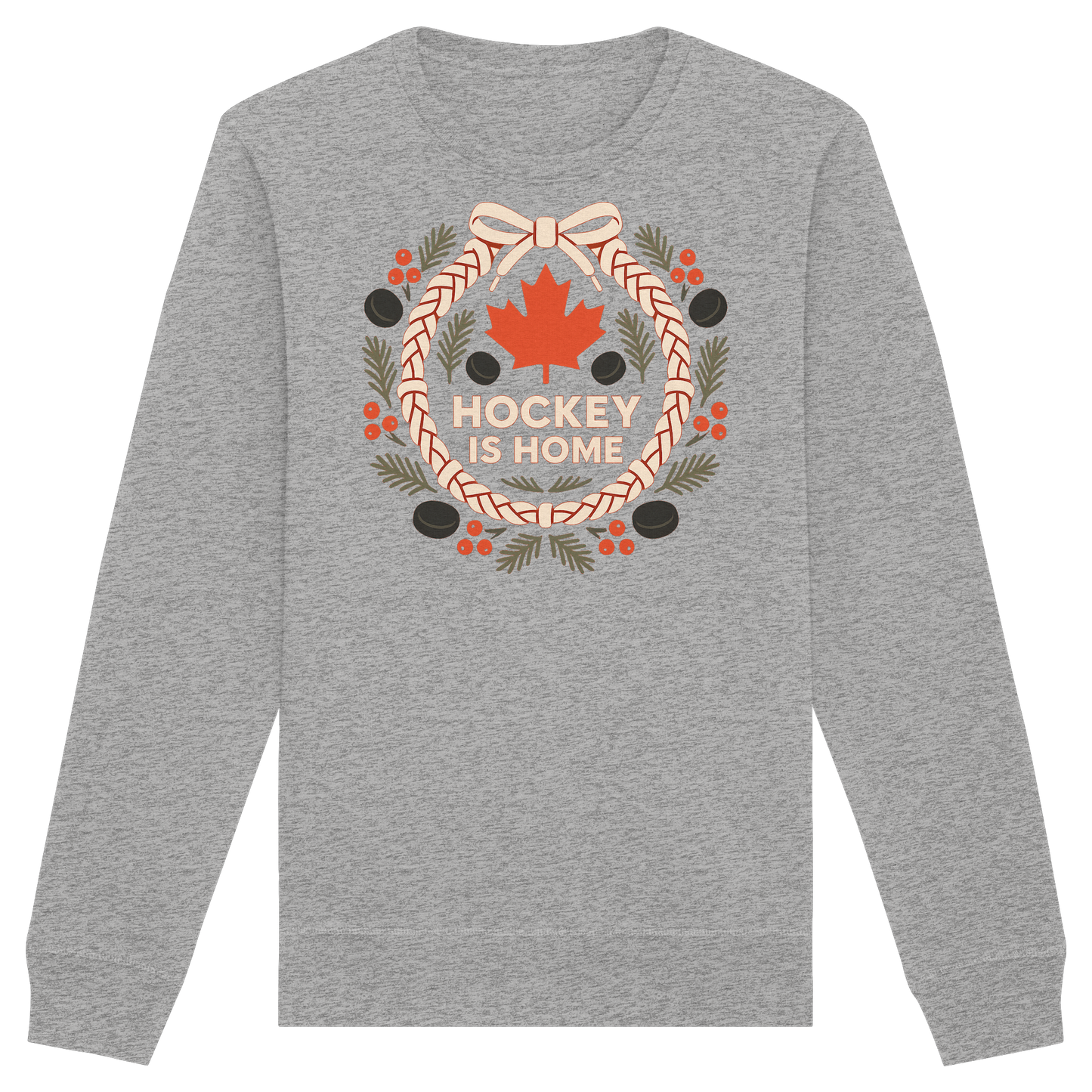 Hockey Lace Wreath Sweatshirt | Hockey Christmas Crewneck | Premium Fleece Sweatshirt