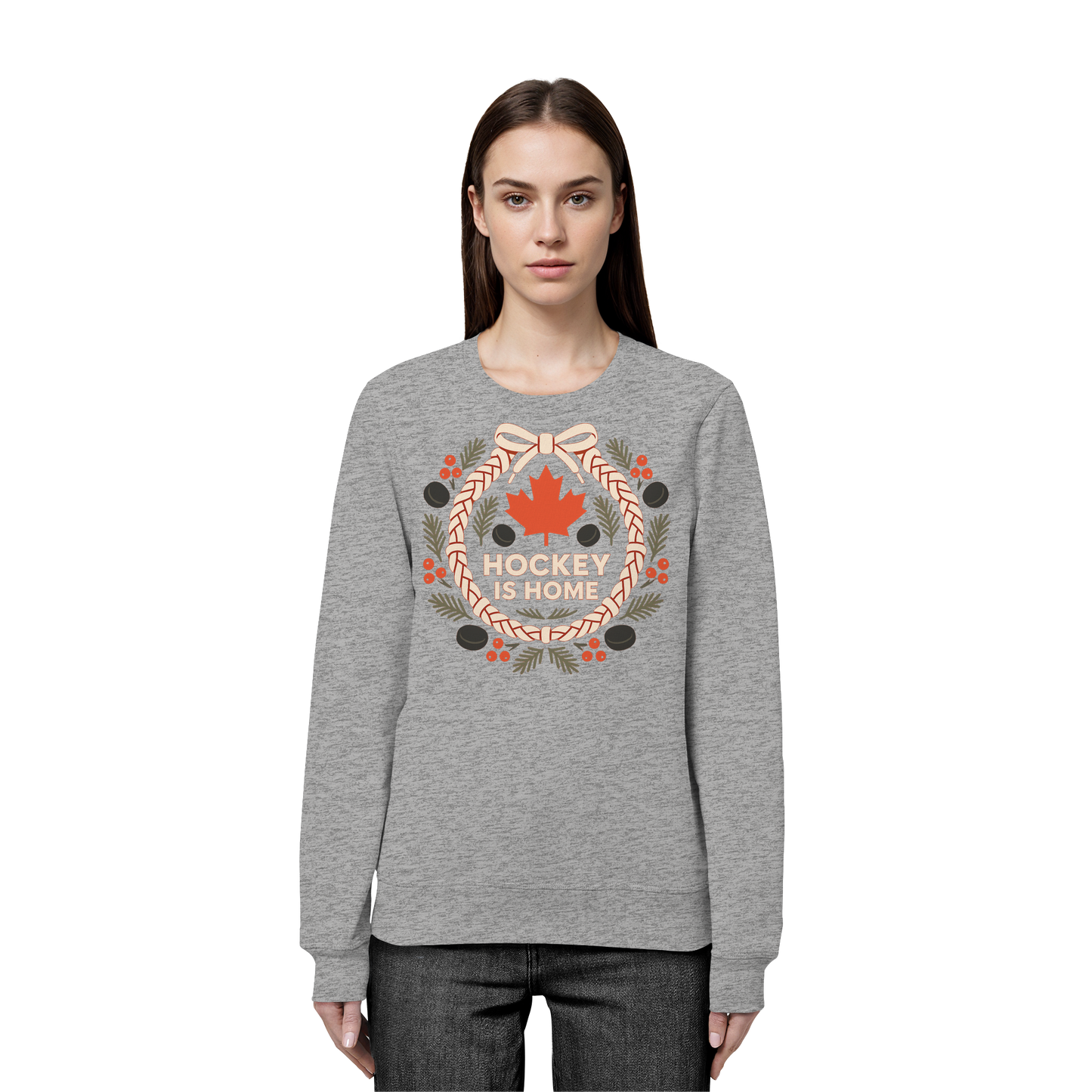 Hockey Lace Wreath Sweatshirt | Hockey Christmas Crewneck | Premium Fleece Sweatshirt