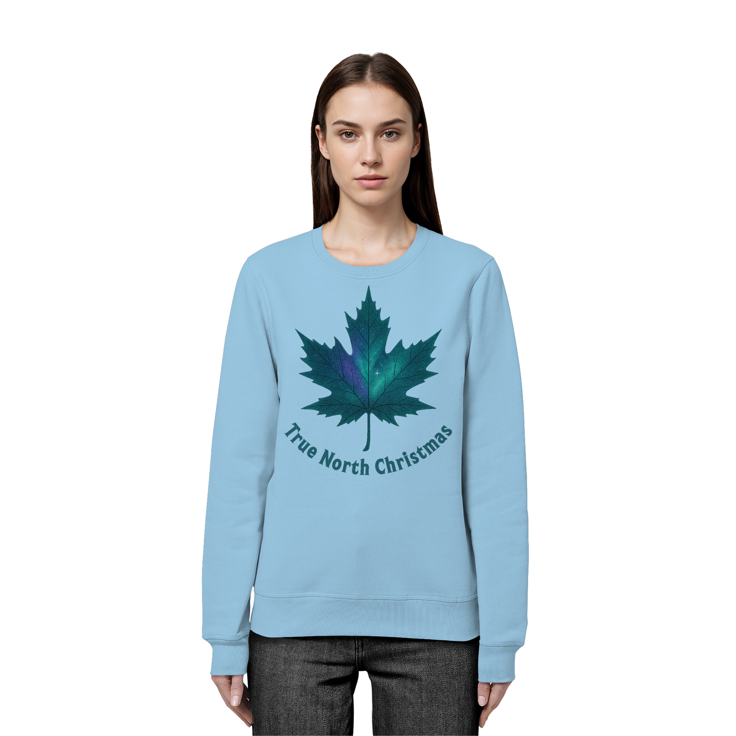 True North Christmas Sweatshirt | Maple Leaf Holiday Crewneck | Premium Fleece