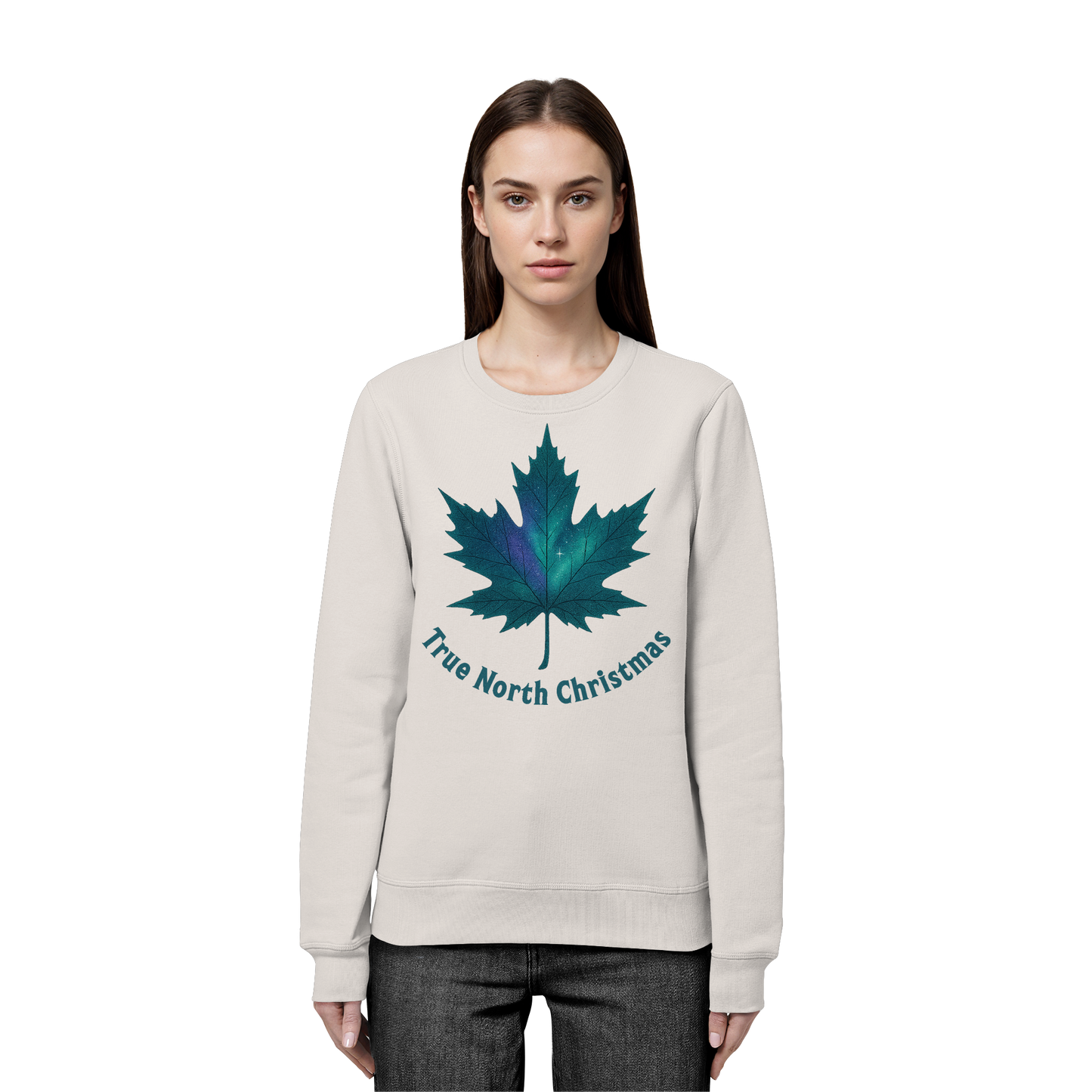 True North Christmas Sweatshirt | Maple Leaf Holiday Crewneck | Premium Fleece