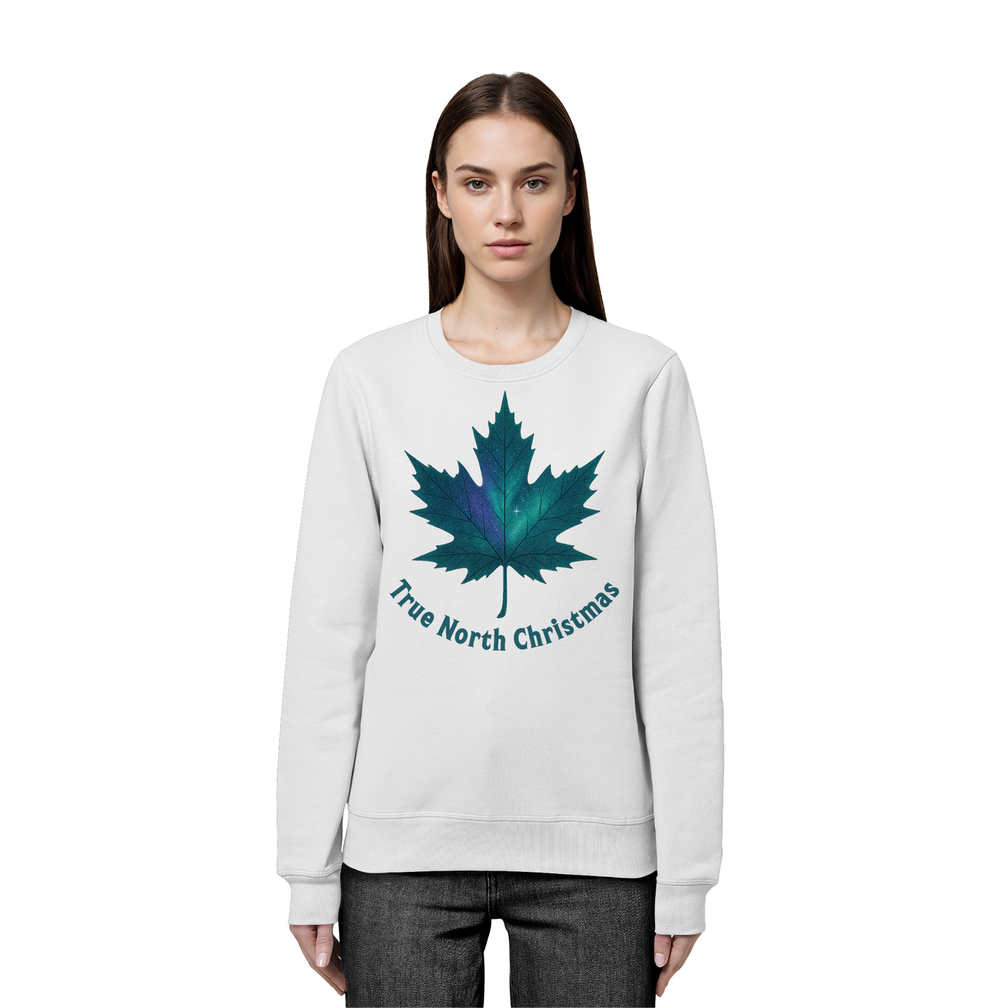 True North Christmas Sweatshirt | Maple Leaf Holiday Crewneck | Premium Fleece